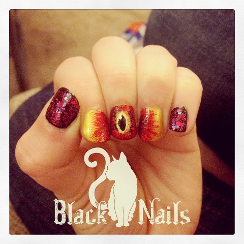 Eye of Sauron Nail Art Left Hand