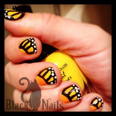 Yellow Monarch Butterfly Nails