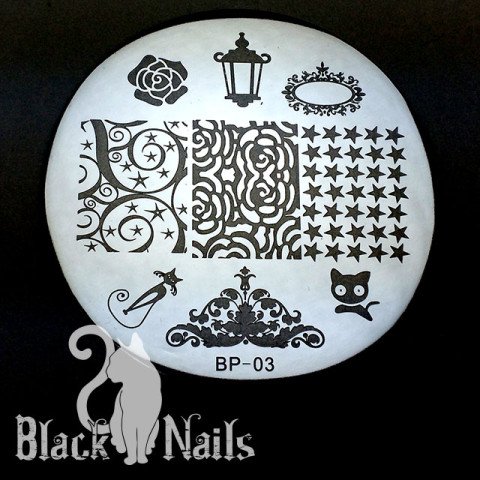 Black & Silver Rose Theme Stamping Plate Image