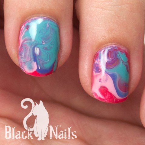 Easy Dry Marble Effect Nail Art Close Up