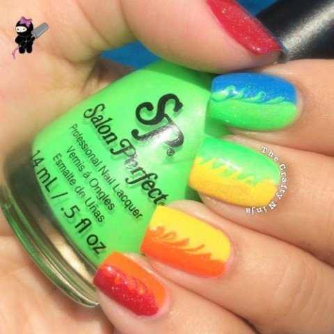 Rainbow Dry Marbling Nails by The Crafty Ninja