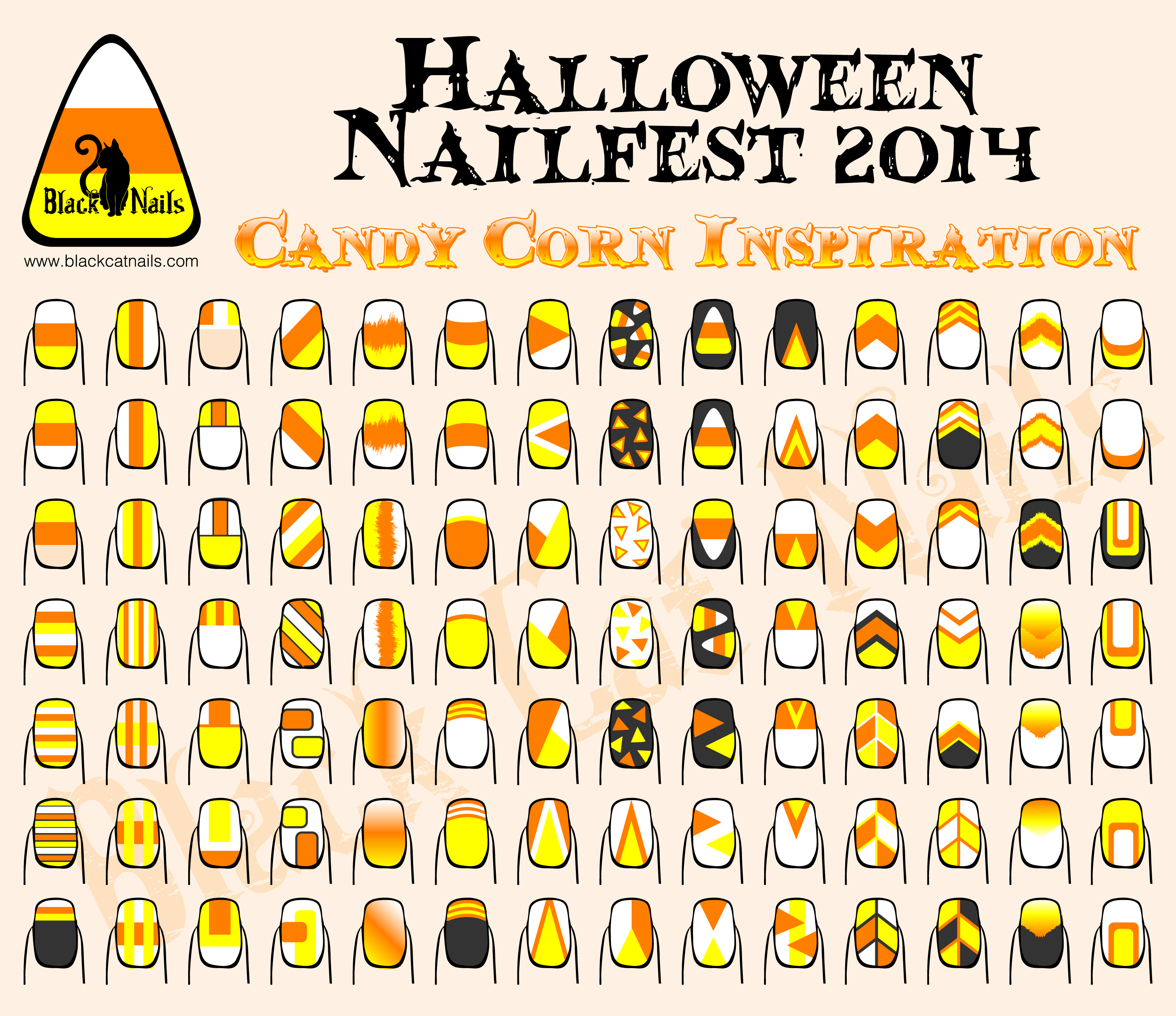 Candy Corn Inspired Nail Designs - Halloween Nailfest 2014 ...
