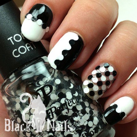 Salon Perfect Spot On Black and White Nails with Bottle