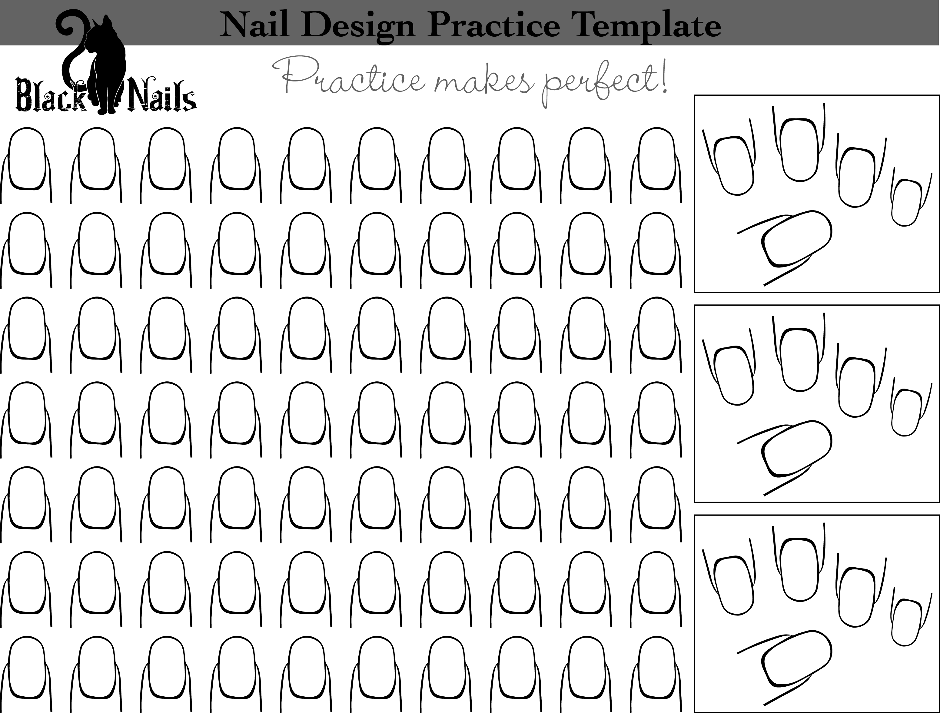 Oval Nail Art Design Practice Sheet