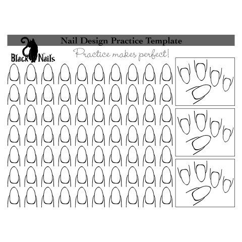Almond Nail Art Design Practice Sheet