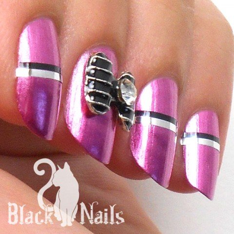 Pink Metallic ColorFoil Bow Nail Art Side View