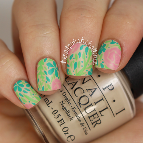 Inspired Freehand Vintage Floral by The Nail Polish Challenge