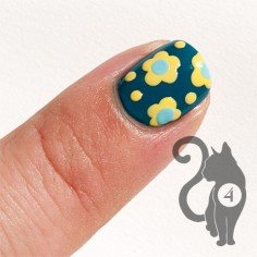Yellow Daisies on Blue Dotticure Nail Art Step 4